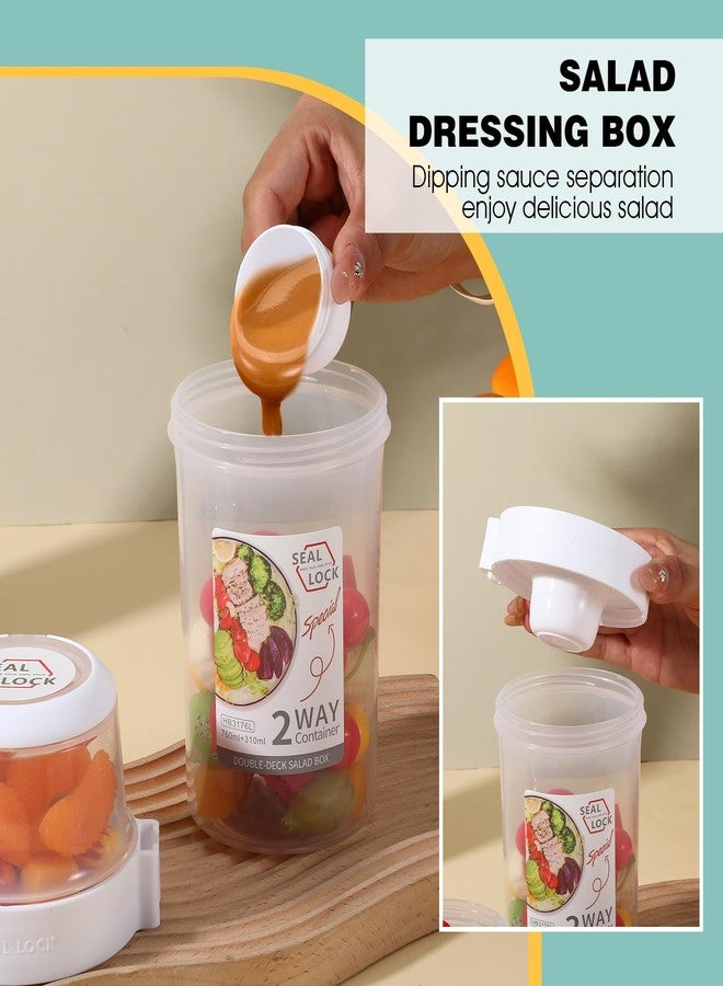 JOUTYFOR 3 Pcs Salad Shaker Cup with Lids and Fork Fresh Salad Shaker Container for Lunch, Portable Breakfast Meal Vegetable and Fruits (White,Pink,Green) - Image 4